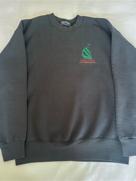 Nautica Other - Vintage 90s NAUTICA Crewneck Sweatshirt XL Black Embroidered Sail Made in USA